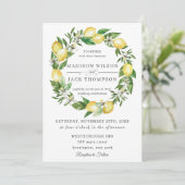 Invitation Chic Citron vert Mariage de couronnes florales (Debout devant)