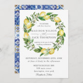 Invitation Chic Citron vert Mariage de couronnes florales (Devant / Derrière)