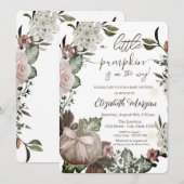 Invitation Chic Citrouille Fleurs d'automne Baby shower Feuil (Devant / Derrière)