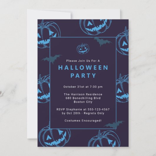 Invitation Chic Citrouille Halloween Party (Devant)