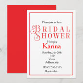 Invitation chic classe rouge et blanc pour une bab (Devant / Derrière)