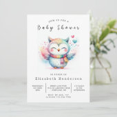 Invitation Chic Classic Owl Baby shower (Debout devant)