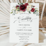 Invitation Chic classique Bourgogne ivoire Mariage floral<br><div class="desc">Ce faire-part de mariage rustique présente une belle aquarelle bordeaux et des compositions florales d'ivoire. Conçu pour correspondre à notre collection de mariages rustiques de Bourgogne. Personnalisez-le avec vos détails facilement et rapidement, appuyez simplement sur le bouton customiser pour réorganiser et formater le style et le placement du texte. c)...</div>