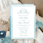 Invitation Chic classique Monogramme Mariage d'aquarelle en v
