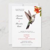 Invitation Chic colibri et Mariage de fleurs orange (Devant)