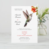 Invitation Chic colibri et Mariage de fleurs orange (Debout devant)