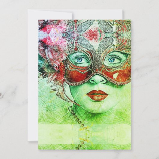 Invitation Chic Coloré Masquerade Party (Dos)