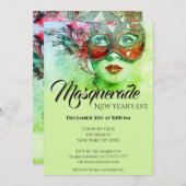 Invitation Chic Coloré Masquerade Party (Devant / Derrière)