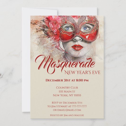 Invitation Chic Coloré Masquerade Party (Devant)