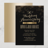 Invitation Chic Confetti Doré Points Mariage Anniversaire (Devant / Derrière)
