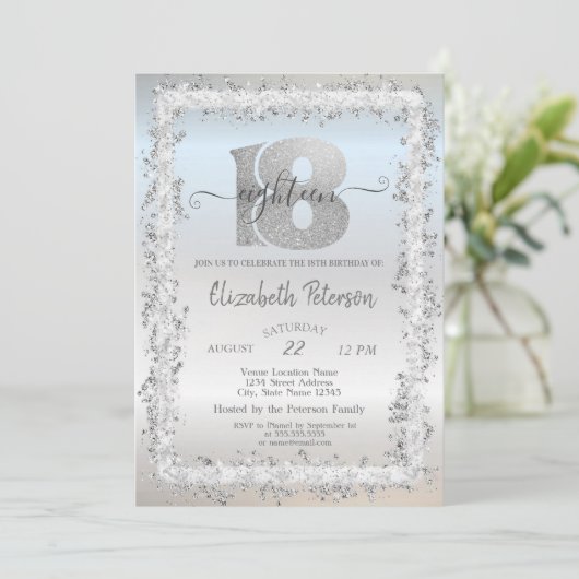 Invitation Chic Confetti Frame 18e fête d'anniversaire (Debout devant)