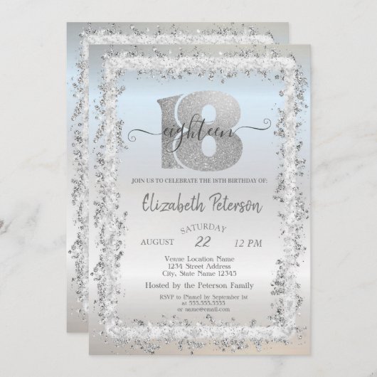 Invitation Chic Confetti Frame 18e fête d'anniversaire (Devant / Derrière)