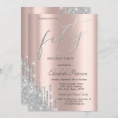 Invitation Chic Cool Parties scintillant argent perches 50e a (Devant / Derrière)