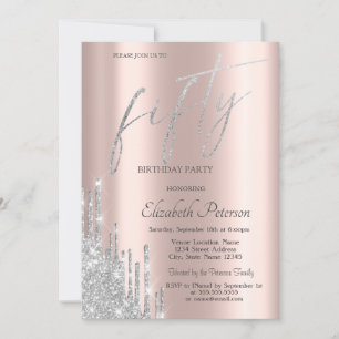 Invitation Chic Cool Parties scintillant argent perches 50e a
