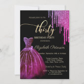 Invitation Chic Cool Parties scintillant Drips 30e anniversai (Devant)