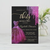 Invitation Chic Cool Parties scintillant Drips 30e anniversai (Debout devant)