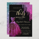 Invitation Chic Cool Parties scintillant Drips 30e anniversai (Devant / Derrière)