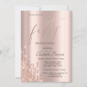 Invitation Chic Cool Rose Gold Parties scintillant Drips 50e  (Devant)