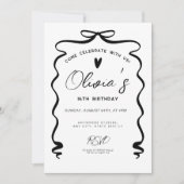 Invitation Chic coquette Black Bow 16th Birthday Party (Devant)