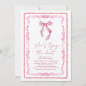 Invitation Chic Coquette Bow Fête des mariées d'aquarelle (Devant)