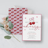 Invitation Chic Coquette cerise sur la Fête des mariées supér