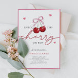 Invitation Chic Coquette cerise sur le Baby shower supérieur<br><div class="desc">Chic Coquette Cherry sur le Baby shower supérieur Invitation</div>