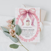 Invitation Chic Coquette Chic Bow rose Baby shower fille