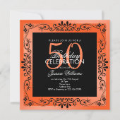 Invitation Chic Coral Décoratif encadré 50e anniversaire (Devant)