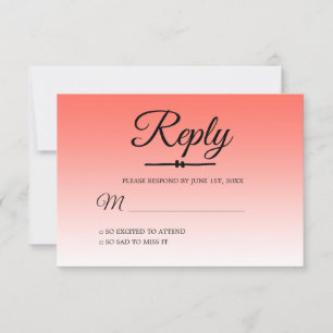 Invitation Chic Coral Ombre Sweet 16 RSVP