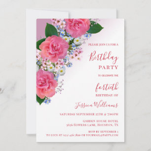 Invitation Chic Corner Floral Décor Anniversaire