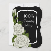 Invitation Chic Corner Roses Blanches 100e Anniversaire (Devant)