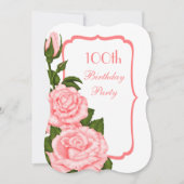 Invitation Chic Corner Roses Rouges 100e Anniversaire (Devant)