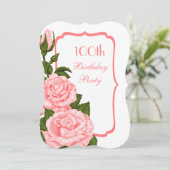 Invitation Chic Corner Roses Rouges 100e Anniversaire (Debout devant)