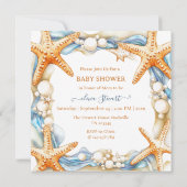 Invitation Chic côtier Bleu Mer Tu Bientôt Bébé (Dos)