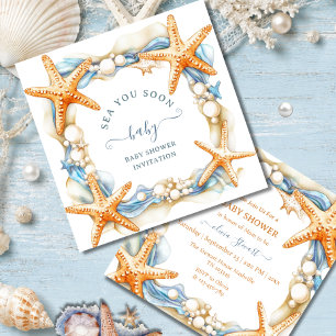 Invitation Chic côtier Bleu Mer Tu Bientôt Bébé