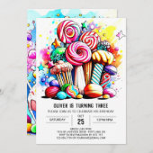 Invitation Chic Cotton Candy Anniversaire (Devant / Derrière)