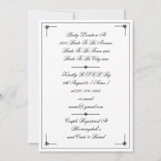 Invitation Chic Couples Douche Élégant Cool de script personn (Dos)