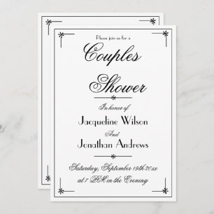 Invitation Chic Couples Douche Élégant Cool de script personn