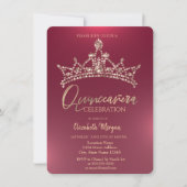 Invitation Chic Couronne Bourgogne Quinceañera (Devant)