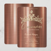 Invitation Chic Couronne Brown métallique Quinceañera (Devant / Derrière)