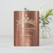 Invitation Chic Couronne Brown métallique Quinceañera (Debout devant)