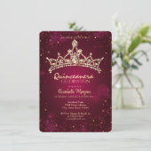Invitation Chic Couronne or Bourgogne Quinceañera (Debout devant)