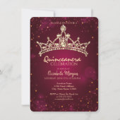 Invitation Chic Couronne or Bourgogne Quinceañera (Devant)