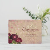 Invitation Chic Couronne Roses Rouges Quinceañera (Debout devant)