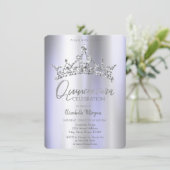 Invitation Chic Couronne Violet Metallic Quinceañera (Debout devant)