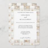 Invitation Chic Cream Beige Hearts Mariage (Devant / Derrière)