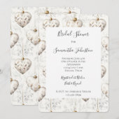 Invitation Chic Cream Grey Hearts Ornaments Bridal Shower (Devant / Derrière)