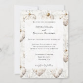 Invitation Chic Cream Grey Hearts Ornaments Wedding (Devant)