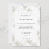 Invitation Chic Cream White Stripes Wedding (Devant)