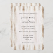 Invitation Chic Crème blanc Brown rayures Mariage (Devant / Derrière)